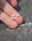 Silver heart bracelet,Midi love bracelet,heart Mini bracelet,heart bracelet,gift for her