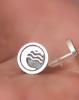 silver Moon stud earrings,water element earrings,silver earrings