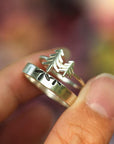 925 silver pine tree ring,custom tree family jewelry,couple ring,stackable ring