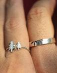 925 silver pine tree ring,custom tree family jewelry,couple ring,stackable ring