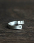 925 Sterling Silver handstamped ring Personalized Ring-Custom Initial Ring