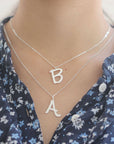 925 Sterling Silver Personalized letter Necklace custom large Initial Necklace Letters alphabet Necklace Monogram Necklace bridesmaids