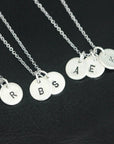 Tiny Disk Necklace,925 silver Personalized initials necklace Family jewelry,Circle  Disk Necklace, Bridesmaid Gift