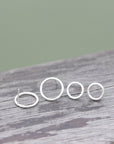 set of 2 pairs  925 sterling silver Minimalist Big Open Circle stud earrings, Circle Stud Earrings,Open Circle earrings,geometric earrings