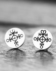 Helm of Awe earrings,Vegvisir earrings,viking compass earrings,Viking Rune earrings,sterling silver jewelry,viking protection,gift idea