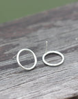 925 sterling silver Minimalist Big Open Circle stud earrings, Circle Stud Earrings,Open Circle earrings,geometric earrings,unisex earrings