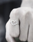 love ring,heart ring,925 Sterling silver heart jewelry,Minimalist Heart Ring,Heart Ring Silver,dainty silver ring,simple ring,gift for her