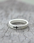 sterling silver cross ring,Sideways Cross Ring