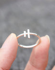sterling silver cross ring,Sideways Cross Ring,Christian ring,Christian jewelry