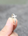 silver cross ring,silver Sideways Cross Ring,Christian ring,Christian jewelry