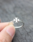 sterling silver iron cross ring,silver ring,simple ring,silver cross ring,dainty cross ring,tiny cross ring,