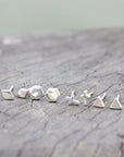 Set of 4,Geometric Stud Earrings,Simple Studs,tiny silver earrings,dainty silver studs,minimalist earrings,silver earrings,Gift for Her