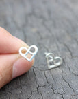 Infinity heart earrings,Infinite Heart Studs,silver stud earrings,Endless Love jewelry,Valentine gift for her