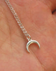 925 Sterling Silver Moon necklace,tiny Horn Necklace,Crescent Moon Necklace, Half Moon Necklace,tiny Necklace