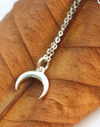 925 Sterling Silver Moon necklace,tiny Horn Necklace,Crescent Moon Necklace, Half Moon Necklace,tiny Necklace