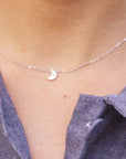 925 sterling silver half moon necklace,Crescent Moon necklace,Dainty Moon Necklace, Choker Moon Necklace,
