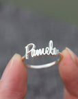 Dainty Custom Name Ring ,Custom Word Ring ,silver Personalized Name ring,Stacking Name Rings