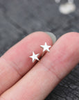 silver tiny star stud earrings