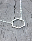 925 sterling silver Minimalist Hexagon necklace,silver Open Hexagon pendant necklace,Geometric jewelry,