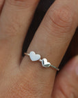 Double Heart Ring,sterling silver ring,Romantic Ring, Gift For Her, Minimalist Ring