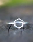 hexagon ring,sterling silver ring jewelry,silver honeycomb ring,bee ring,midi ring,Geometric Silver Ring,silver Minimalist Ring,