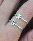 personalized initial Ring,sterling silver custom letter rings,he and her initial ring,you and me Ring,Gift for Her,ring jewelry