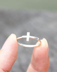 silver cross ring,silver Sideways Cross Ring,Christian ring,Christian jewelry