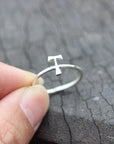 sterling silver Tau cross ring,Tau Cross jewelry,St Francis jewelry,silver cross ring,dainty cross ring,tiny cross ring,