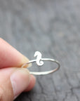 Silver hippocampus ring,silver sea horse jewelry,animal jewelry