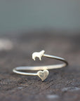 sterling silver DOG ring,labrador ring,silver heart ring,silver love ring,dainty silver ring,Animal Rings,animal lover jewelry