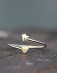 Dainty Cat ring,silver love heart RING,dainty slver ring,animal lover jewelry,