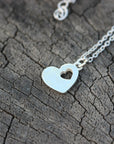 silver double hearts necklace,dainty silver necklace,gifts for her
