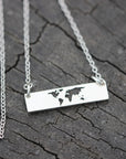 Dainty World map necklace,silver Globe necklace. Silver Earth necklace,Travel jewelry