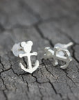 925 sterling silver Handmade mouse earrings,Anchor Stud Earrings,bear Studs jewelry,silver lucky earrings gifts idea,lady jewelry