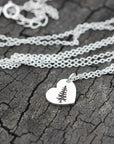 silver pine tree necklace,Evergreen Tree necklace,tree necklace,love necklace,pine necklace,silver heart necklace,girl gift