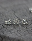 silver custom Zodiac stud earrings,Personalized Zodiac earrings,Sterling silver earrings,custom earrings,partner earrings,gift for her,