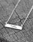 The past does not equal the future,Inspirational jewelry,Motivational jewelry,sterling silver bar necklace,silver necklace,quote jewelry,