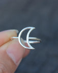 silver moon ring,925 Sterling Silver ring,Dainty moon ring,moon jewelry,Minimalist jewelry,