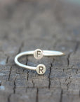 Personalized Open Initial Ring,Custom Initials Ring,letter Ring,Adjustable Ring,Stacking Ring,Sterling silver Ring,Letter Ring