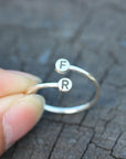 Personalized Open Initial Ring,Custom Initials Ring,letter Ring,Adjustable Ring,Stacking Ring,Sterling silver Ring,Letter Ring