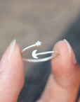 925 sterling silver moon and star ring,dainty half moon ring,Moon phases ring,Crescent Moon Ring,adjustable silver ring,gift idea for her