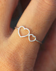 925 Sterling Silver HEART ring,Two Heart Ring, 2 Heart Ring,Double Heart Ring,Best Friend Ring,Minimalist Ring