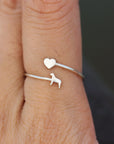 sterling silver love DOG ring,silver heart ring,Animal Rings,animal lover jewelry,beagle jewelry,Dog Lover Gift