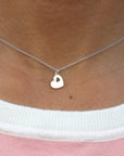 silver double hearts necklace,dainty silver necklace,gifts for her