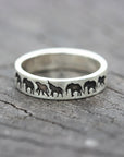 silver elephants RING,Marching Elephant Ring,Elephant Animal jewelry gifts idea