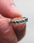 silver elephants RING,Marching Elephant Ring,Elephant Animal jewelry gifts idea