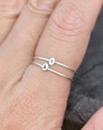 set of 2, Personalized SILVER initial Ring,Custom Initials Ring,letter ring,Tiny silver ring,DAINTY silver midi Ring,Thin silver ring