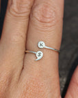 Personalized Open Semicolon Ring,Custom Initials Ring,love Ring,Adjustable Ring,mini dot ring,comma ring,Dot & comma ring,