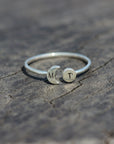 Personalized Open  sun and moon Ring,Custom Initials Ring,His and Hers Rings,Night and Day Ring,Adjustable Ring,sterling silver Letter Ring