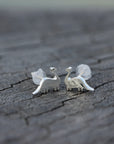 925 Sterling Silver cute Dinosaur stud earrings, Dainty earrings,silver posts jewelry,small stud jewelry,daughter gifts